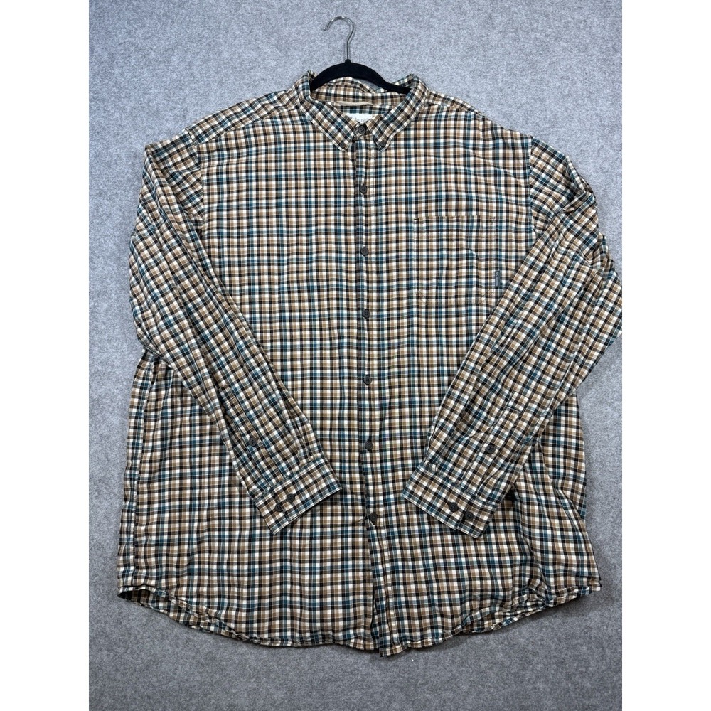 Columbia Rapid Rivers II Mens 3XT Tall Plaid Shirt Cotton Brown Teal Long Sleeve